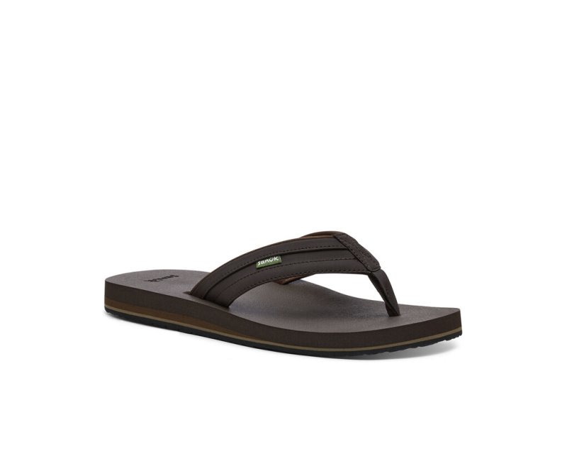 Sanuk Ziggy Water Friendly Men's Flip Flops Dark Brown | Canada 189YXF